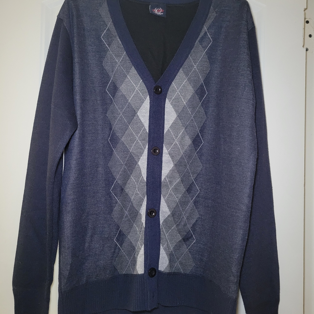 Cambridge Classics Men's Navy and Gray Argyle Sweater XL